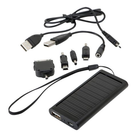 Aluminium Solar Charger Black | 1-Colour Pad Print