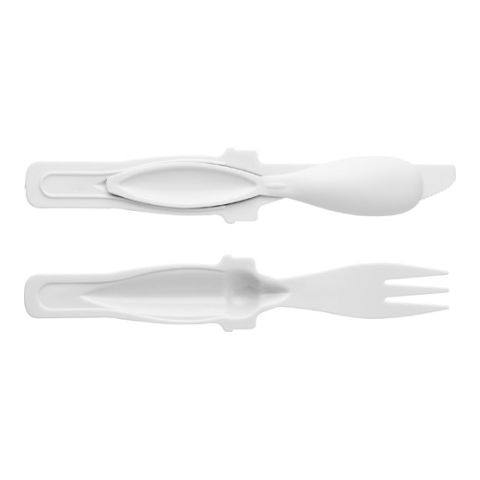 Plastic Travel Cutlery Set, White | Without Branding