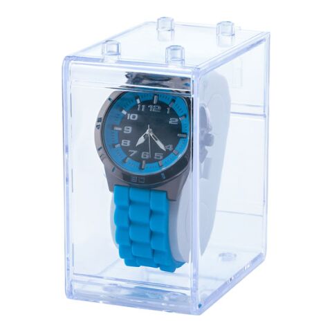 Large, Alloy &amp; Mineral Glass Watch For Men Light Blue | 1-Colour Pad Print