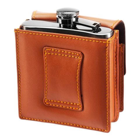 6Oz Stainless Steel Hip Flask Brown | 1-Colour Pad Print