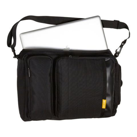 GETBAG Polyester (600D) Multifunctional Laptop Bag Black | 1-Colour Screen Print