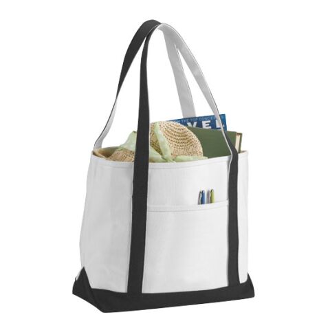 Premium Heavy Weight Cotton Boat Tote Beige - Black | Without Branding