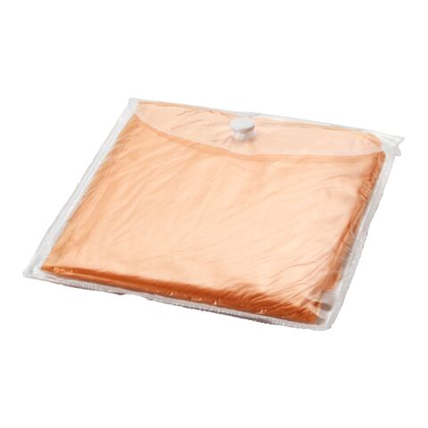 Disposable Rain Poncho With Pouch Transparent - Orange | Without Branding