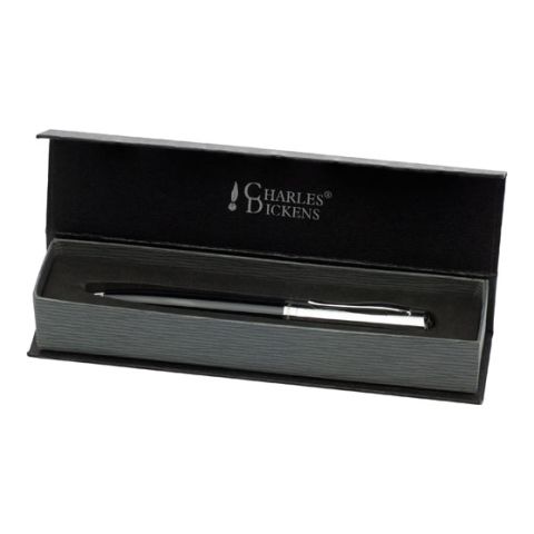 Charles Dickens Twist Action Ball Pen Black - Silver | 1-Colour Pad Print