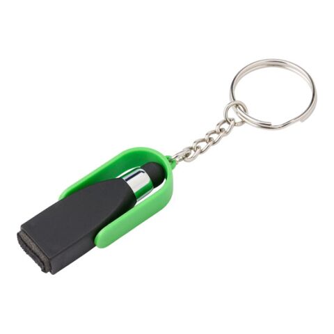 Steel Key Chain With Tip For Capacitive Screens &amp; A Screen Cleaner Light Green | Without Branding