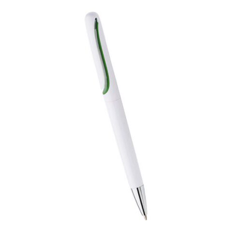 Plastic, Twist Action Ball Pen With Integrated Clip Green | Without Branding