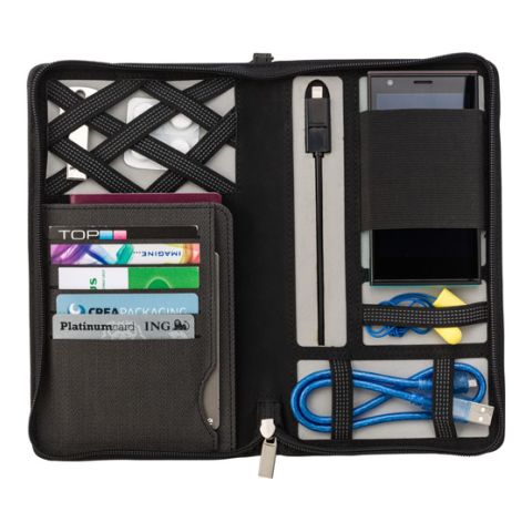 Svepa PU Travel Wallet With 4000 Mahi Power Bank Grey | 1-Colour Pad Print