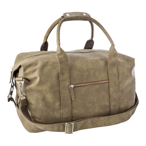 PU Duffle/Travel Bag Beige | 1-Colour Screen Print