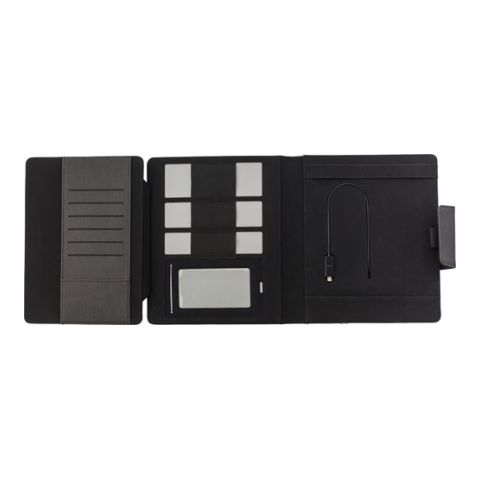 A5 Svepa PU Document Folder, With 5000Ma Power Bank Grey | 1-Colour Pad Print