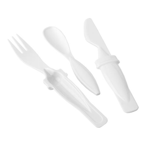 Plastic Travel Cutlery Set, White | Without Branding
